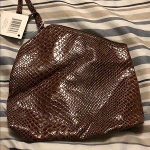 Brown crocodile makeup bag